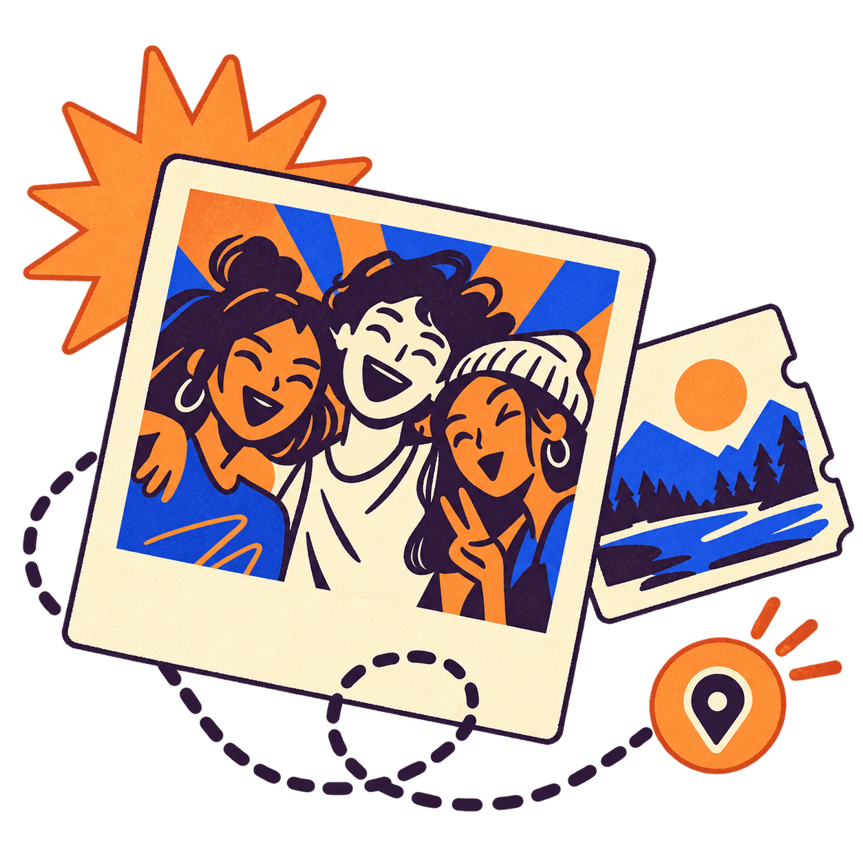 Friends in keepsake photo cards and tickets
